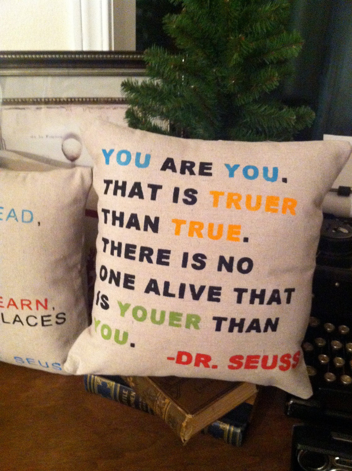 You are You- Dr. Seuss  Quote Pillow-  Home Kids Room Decor