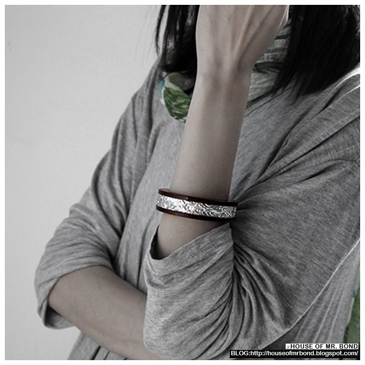 Sliver Waves On Red Wood Bracelet