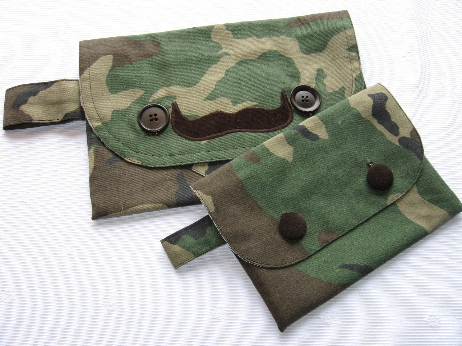 Wallet,All usage pouch and wallet camo fabric, with mustache applique