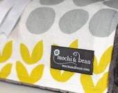 Baby Blanket with Stroller Ties, Rocky Shore in Sunspray by Lotta Jansdotter and Gray Dot Minky