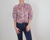 Vintage pink pastel blouse shirt women men size medium large