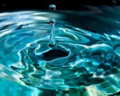 Droplet Photograph 8x12 water drop picture abstract image blue green photo print Fine art Photography teal aqua wall art