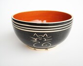 Child's Bowl with Black and White CAT Design