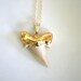 SALE - Gold Shark Tooth Necklace. Large White on Gold Filled Chain