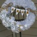 Winter Yarn Wreath/Scrabble Banner/Felt Flowers/Pine Cones