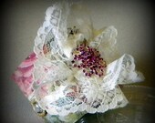 ON SALE Cuff Bracelet Made From Upcycled Recycled Vintage Vinyl Record Lace And Pink Eco Friendly