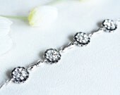art deco clear crystal swarovski rhinestone tibetan silver plated adjustable bracelet wedding bridal jewelry bridesmaids jewelry set
