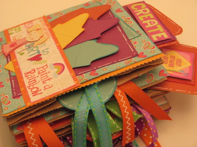Lil Artist -Girl- Boy- Photos for Creative Expression- Artwork- Paper Bag Scrapbook - Mini Album - Brag Book - Photo Holder - Memory Book
