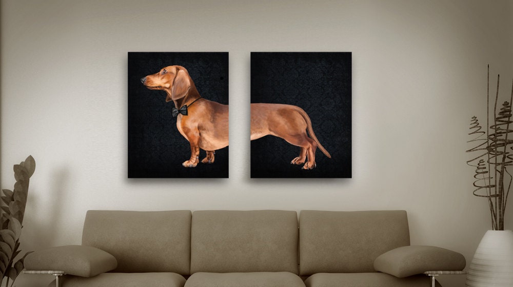 Dachshund portrait (2 poster 12x16) Dog Illustration fine art giclée print