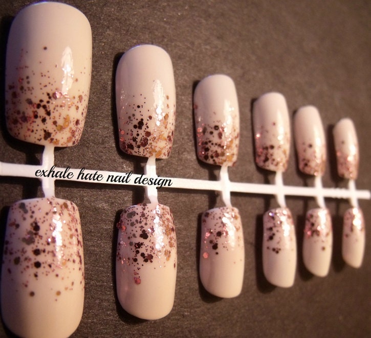Pink Glitter Gradient False Nail Set