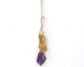 Citrine and Amethyst Abundance, Protection and Clarity Necklace - Reiki Infused
