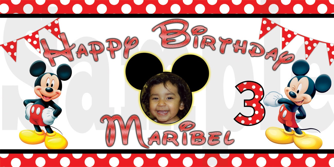 Mickey Mouse - Personalized Custom Vinyl Birthday Banner