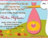 Little Pumpkin on the way Baby Shower Invitation - Fall Baby Shower Invitation - Autumn Baby Shower - Sweet Little Pumpkin Baby Shower