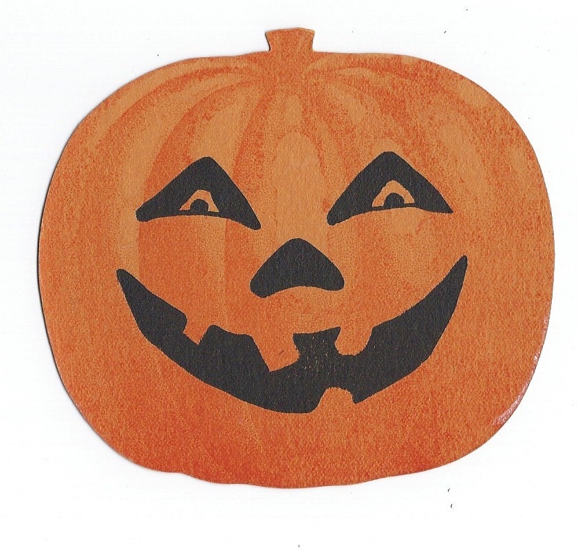 Antique Halloween Dennison Jack O Lantern Cut Out Pumpkin Face Die Cut 1920s Collectible
