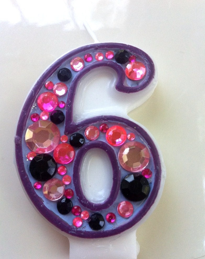 Birthday Candle - Blinged Out Number Candle - SINGLE DIGIT - Rhinestone, glitter, custom made, blingy number candles. First (1st) birthday. Il_570xn