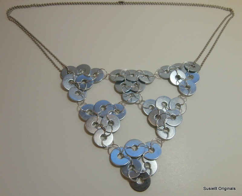 Bubble Statement Necklace Hardware Metal Washers on a Ball Chain