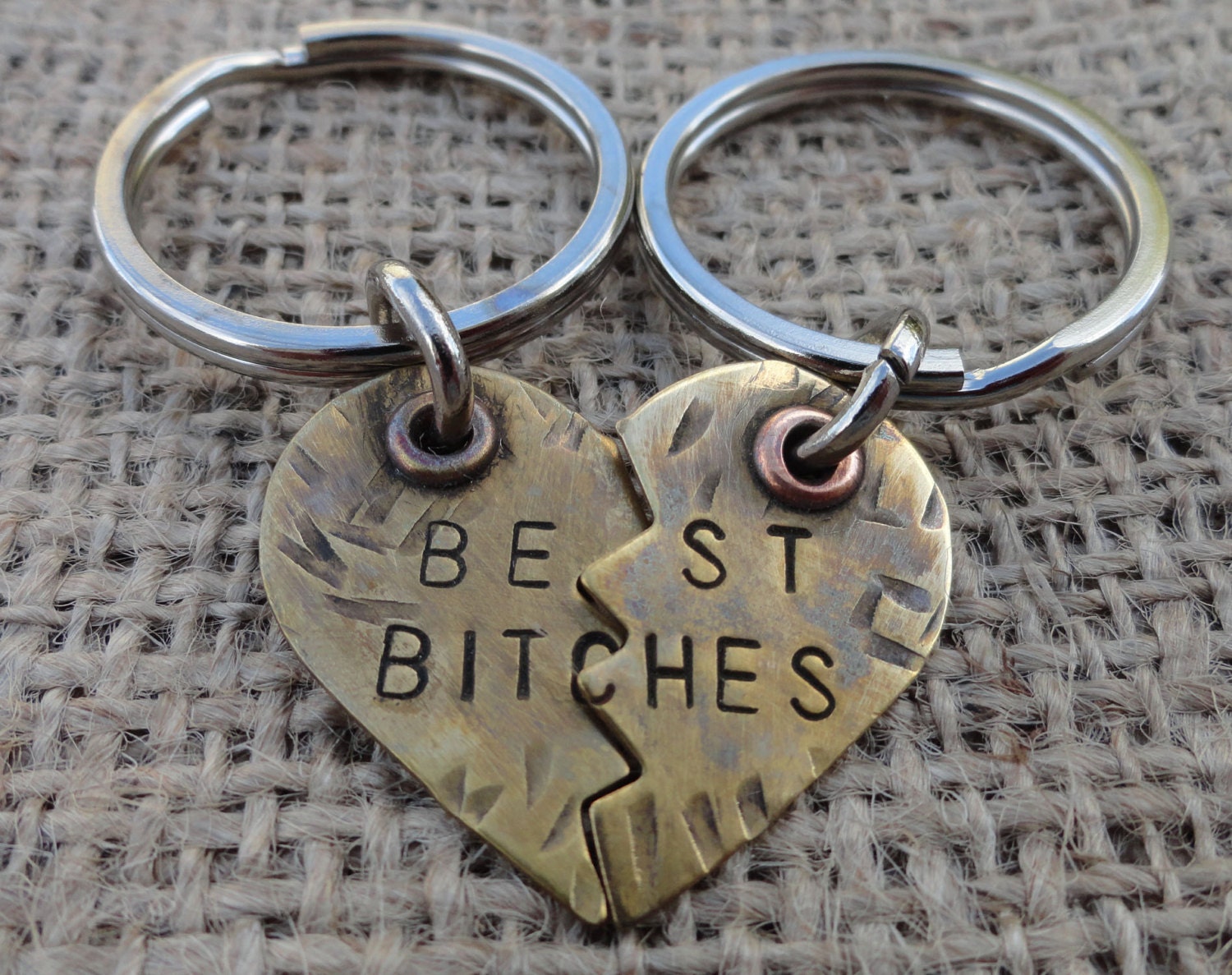 Mature Content - Keyring - Best Bitches Keychain Brass Heart