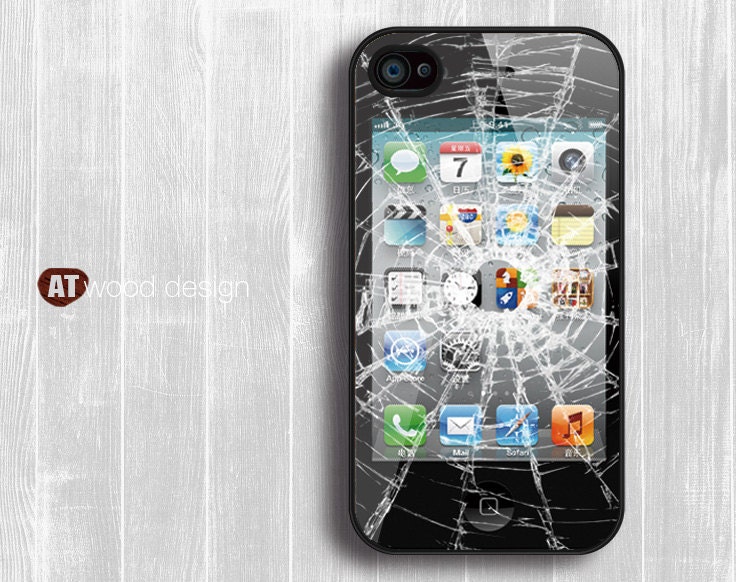 Case for black Hard case Rubber case iphone 4 case iphone 4s case New Iphone 5 case sorry the phone is broken graphic design printing