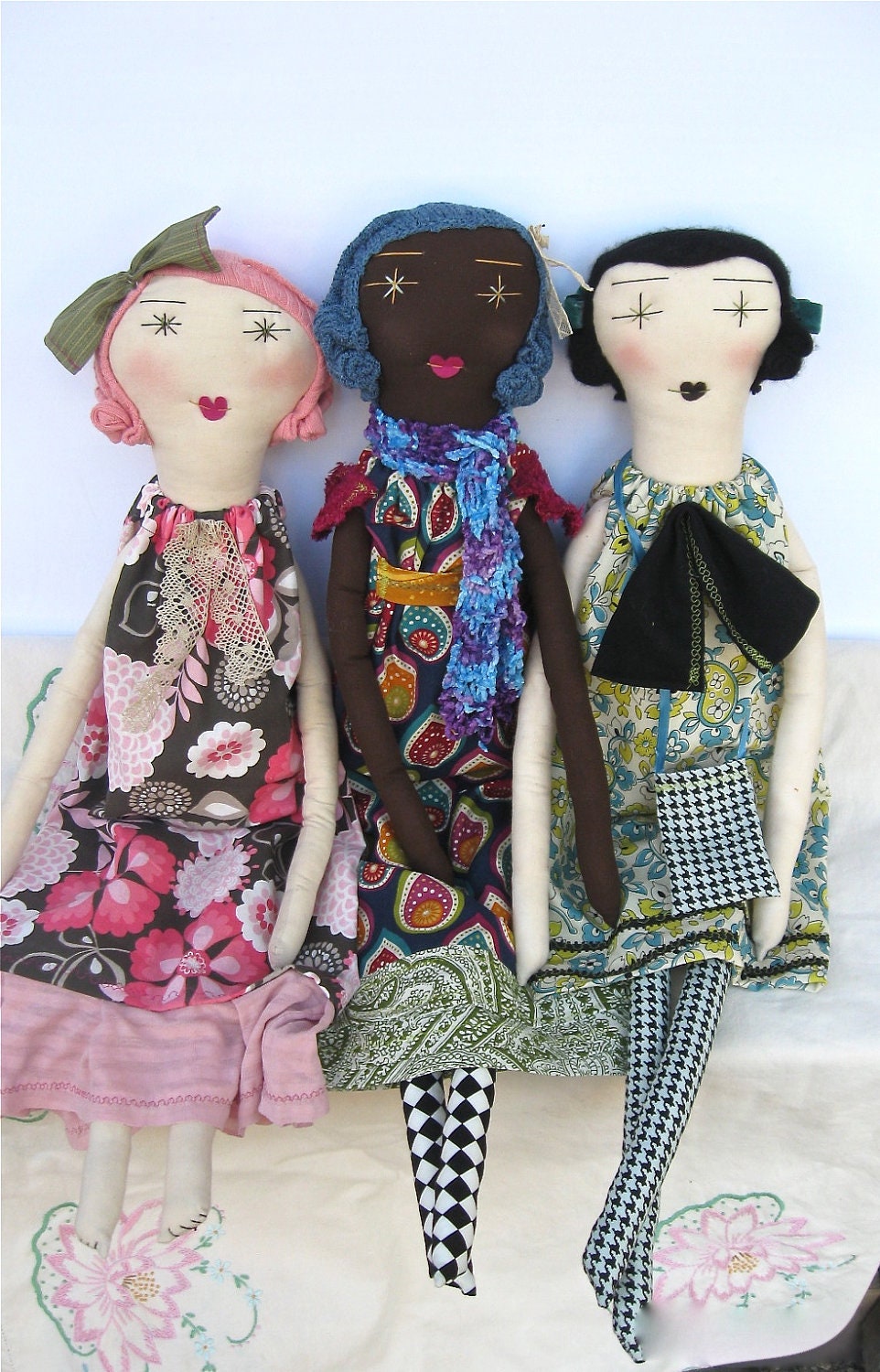 Handmade Rag Dolls - Eco Friendly, One of a Kind - Heirloom Soft Cloth Dolls - Recycled Vintage Textiles - Custom & Wholesale Welcome