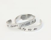 Nautical Cuff  - My Heart Sleeps By The Sea. Hand Stamped Bracelet, Beach Chic, Resort Fashion Accessories