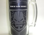Etched Black Ops 2 Inspired Beer Mug with FREE PERSONALIZATION. Black Ops II Beer Stein Mug