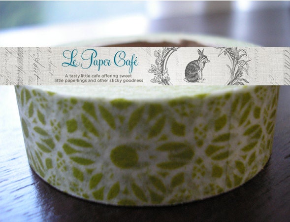 Shabby GREEN & WHITE LACE Pattern Washi Tape - Pattern Masking Tape - 15mm x 10m