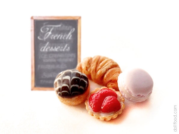 French Dessert Stud Earrings - Set of Earrings Post - Small Ear Studs - Food Jewelry