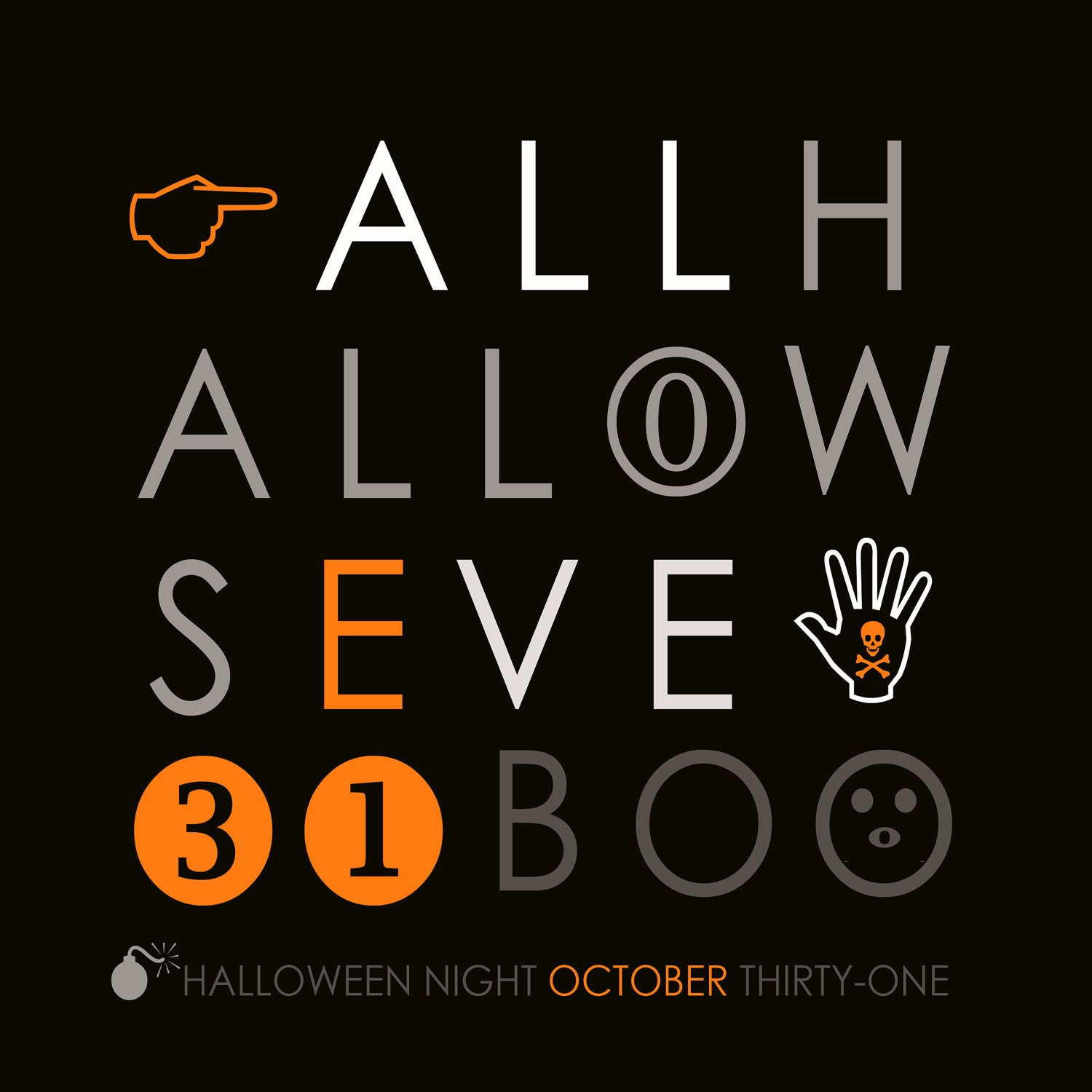 An "All Hallows Eve" print. Original Halloween print designed by Matthew Mead.