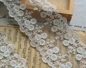 Lace Trim Lace Fabric Beige Gauze Rose Wedding Fabric DIY Handmade 3.93'' width 2 yards