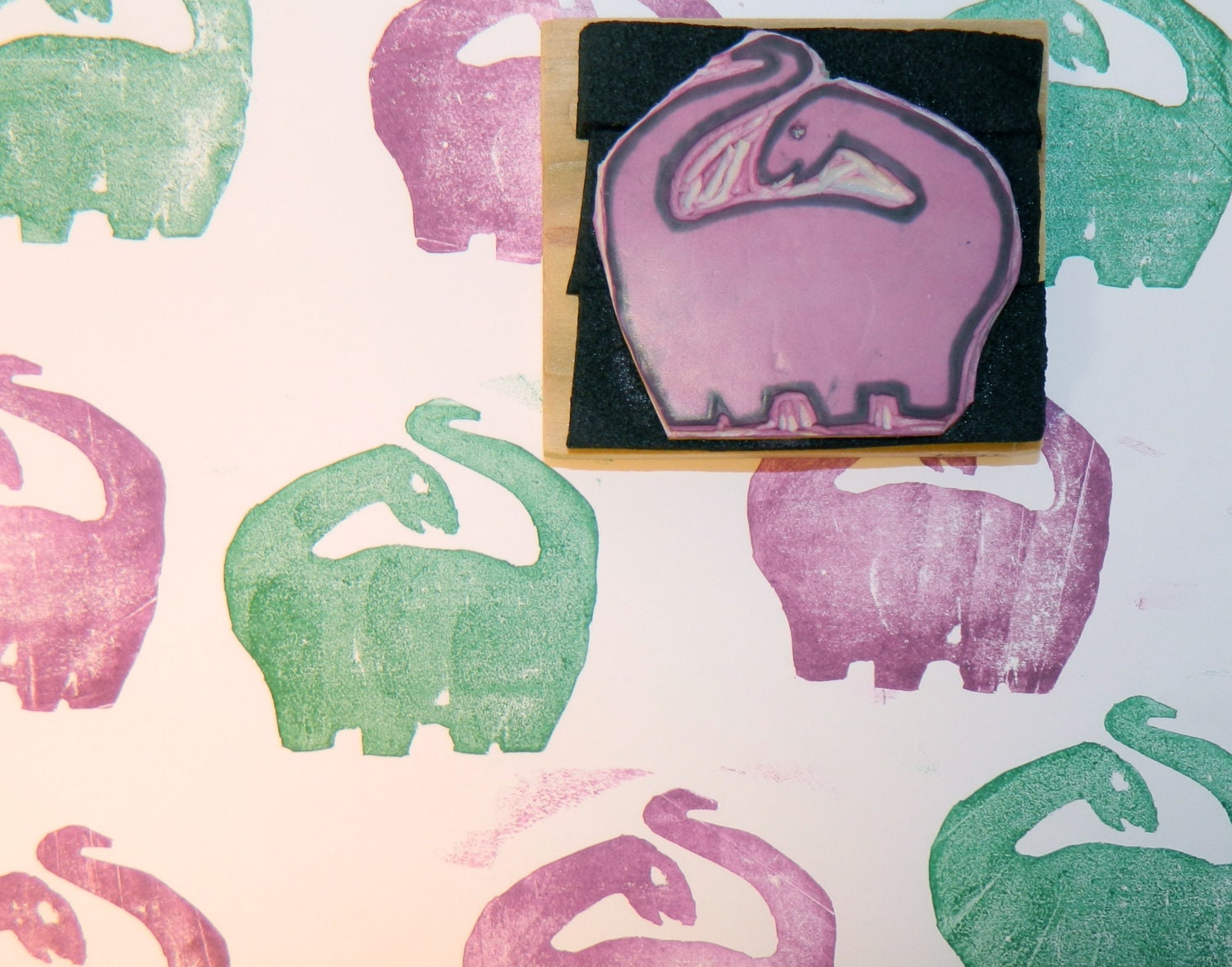 SALE Hand Carved Dinosaur Stamp