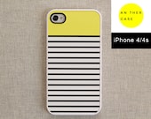 iPhone 4 case, iPhone 4s case - yellow top, black and white stripes