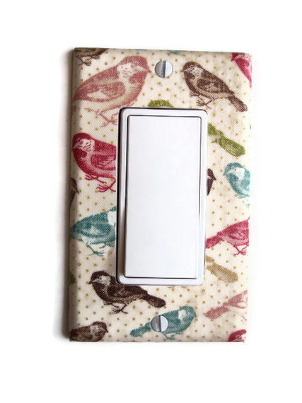 Multi Color Birds Rocker / GFI Switchplate, wall decor