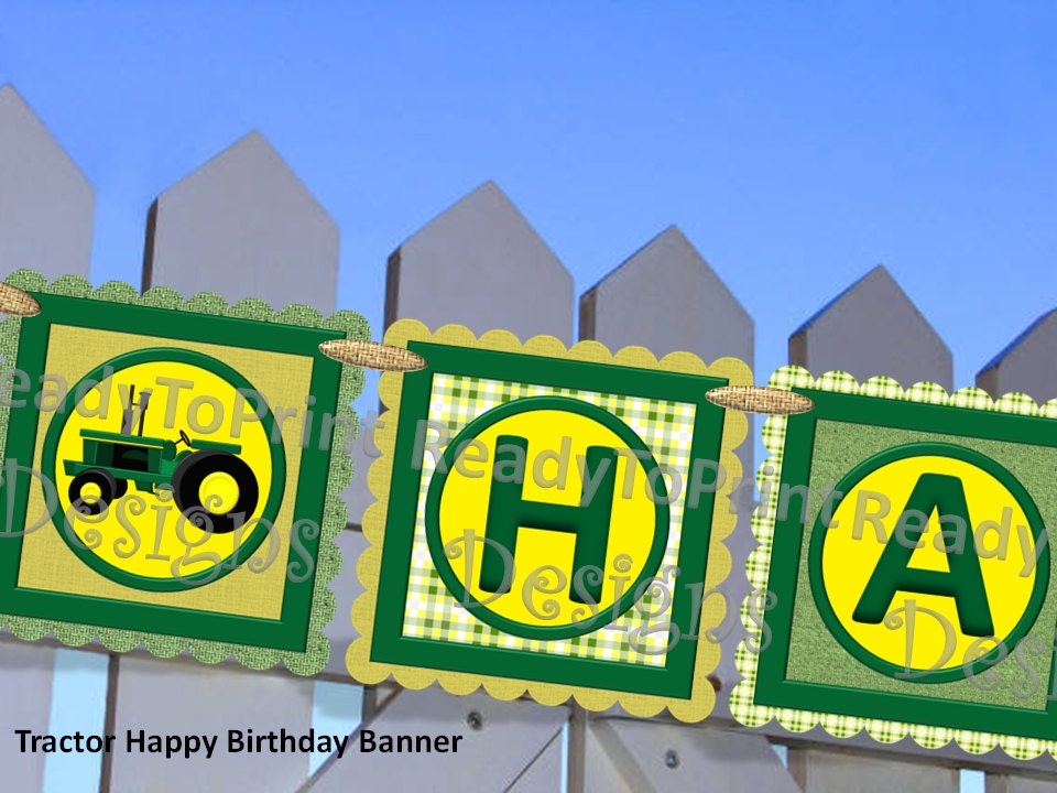 Happy Birthday Banner - Tractor Themed - DIY Printable Party Decorations Il_170x135
