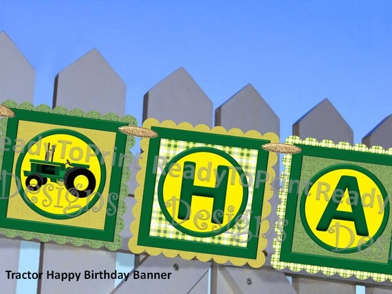 Happy Birthday Banner - Tractor Themed - DIY Printable Party Decorations Il_570xn