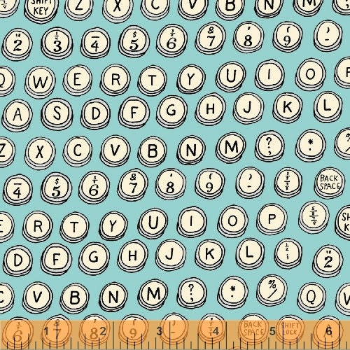 Typewriter Keys in Turquoise from Type by Julia Rothman for Windham Fabrics - Fat Quarter