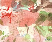 ORIGINAL Watercolor - Jennifer Love Artwork Matted art Painting Abstract Color Block 8  OOAK sfa EBSQ