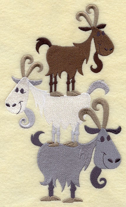 Goat Stack - Embroidered Decorative Linen Kitchen Towel or Absorbent White Cotton Flour Sack Towel
