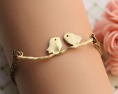 Bird bracelet,retro golden lover birds on the branch,alloy bracelet---B181