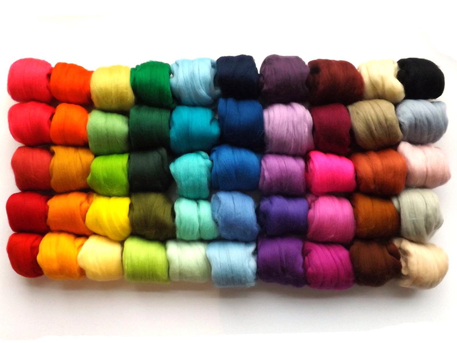 50 colours - Merino wool tops - 21 micron - 50 colors - 500g - 17.6oz - needle felting - dry felting - wet felting
