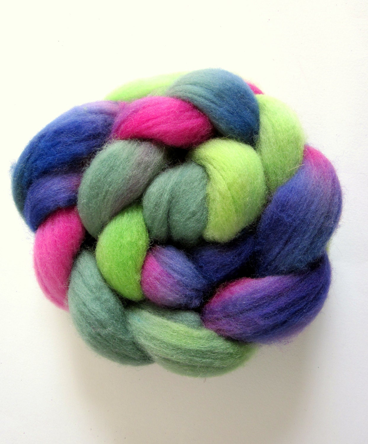 WILD GARDEN - a gorgeous merino roving in shades of bright pink, purple and green