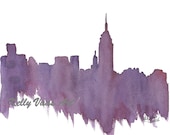Purple New York City Skyline, 8.5x11" Print