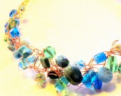 Aqua green blue copper crochet necklace womens jewelry turquoise nuggets modern trendy fashion Boho tagt tenx