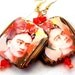Earrings womens jewelry pierced rose pink shrimp coral beaded wooden Frida Kahlo statement gold metal red TAGT tenX