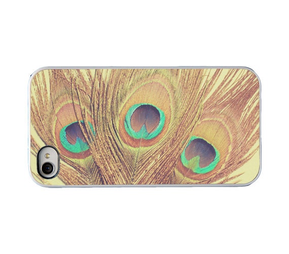 Iphone case - peacock feathers - unique iphone cover for 4 4s and 5 model - girly phone accessory - purple blue green yellow - colorful case