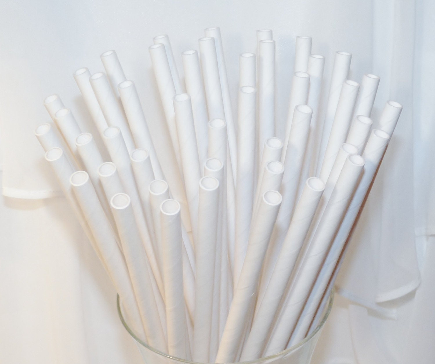 Paper Party Straws in Simple Elegance - PuRe WHITE 75 Baby Shower -Spa - Bridal Shower - Cake pop Sticks - Everyday Use Il_570xn