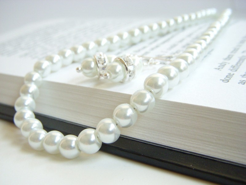 Bridal Jewelry Sets - Bridesmaids Jewelry Sets - Pearl Necklace and Earrings Sets