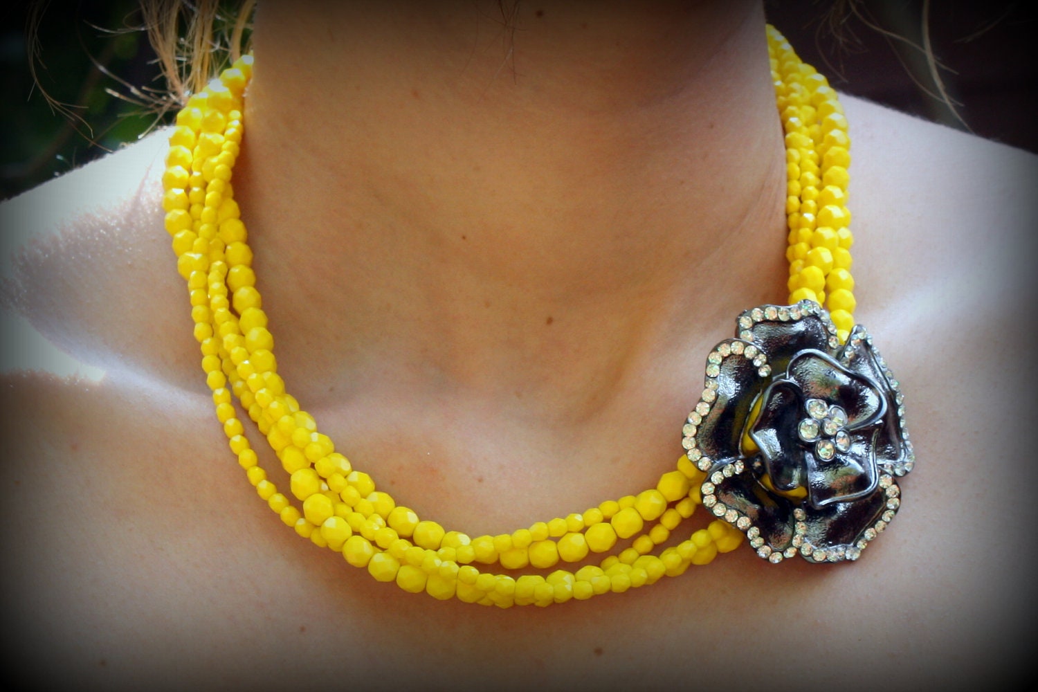 Yellow Necklace-Bridesmaid Gift-Statement Necklace-Yellow Jewelry-Yellow Bridesmaid Jewelry-Gifts Under 100-Dream Day Designs
