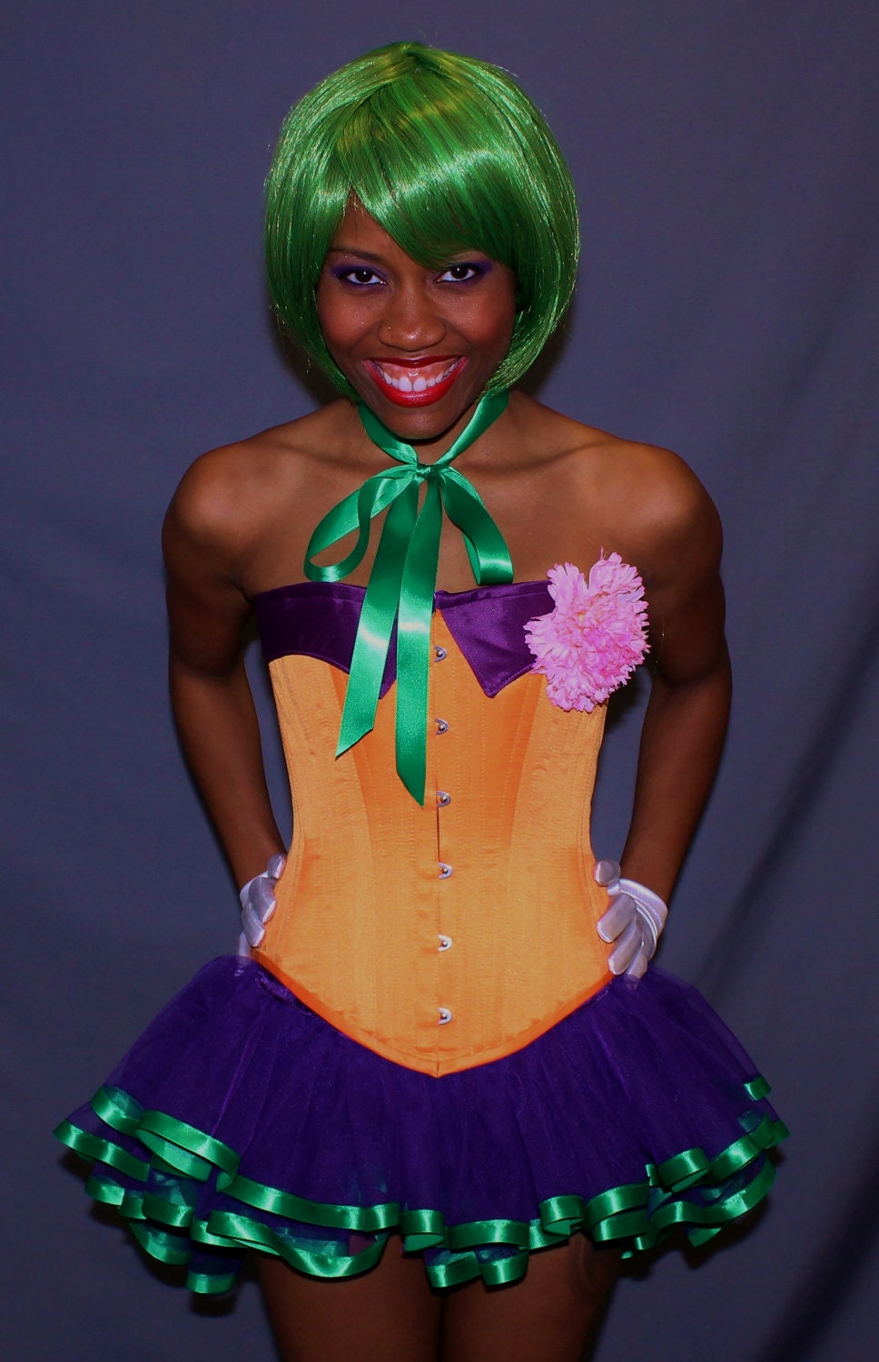 Mrs. J - Luxury Joker Halloween costume - Burlesque Corset and Tutu - Custom Fit and Made to Order