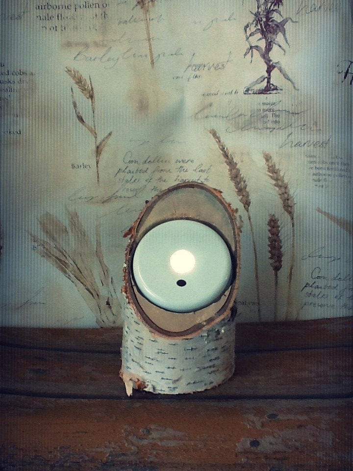 Rustic night light led motion table lamp birch wood
