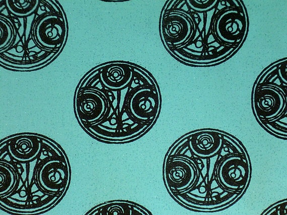 Doctor Who Aqua Gallifreyan Screen Print Fat Quarter